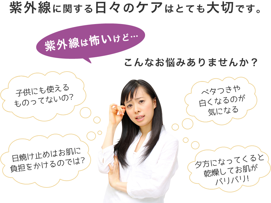 紫外線に関する日々のケアはとても大切です。